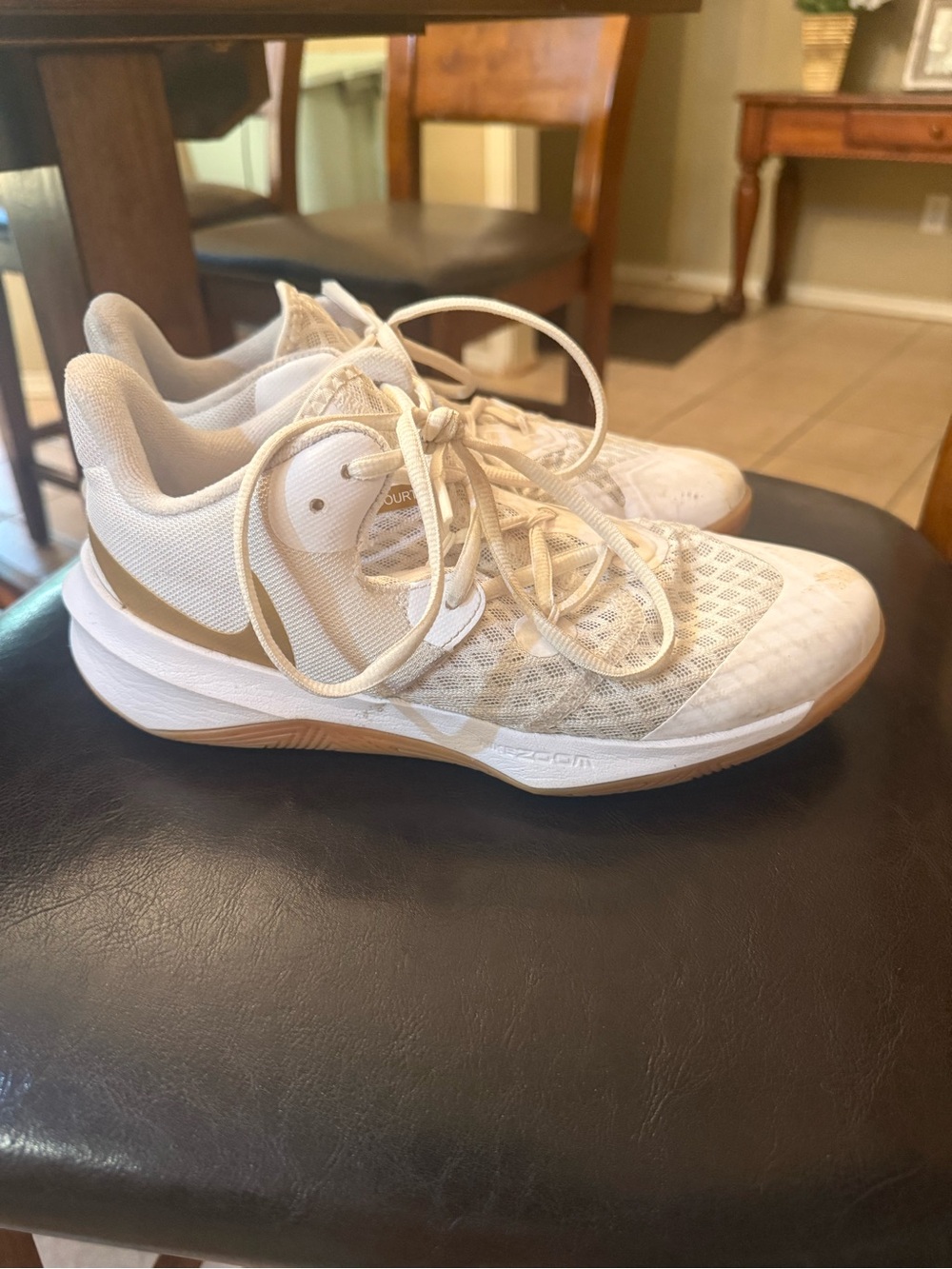 Nike Women’s White and Tan Low-Profile Training Sneakers